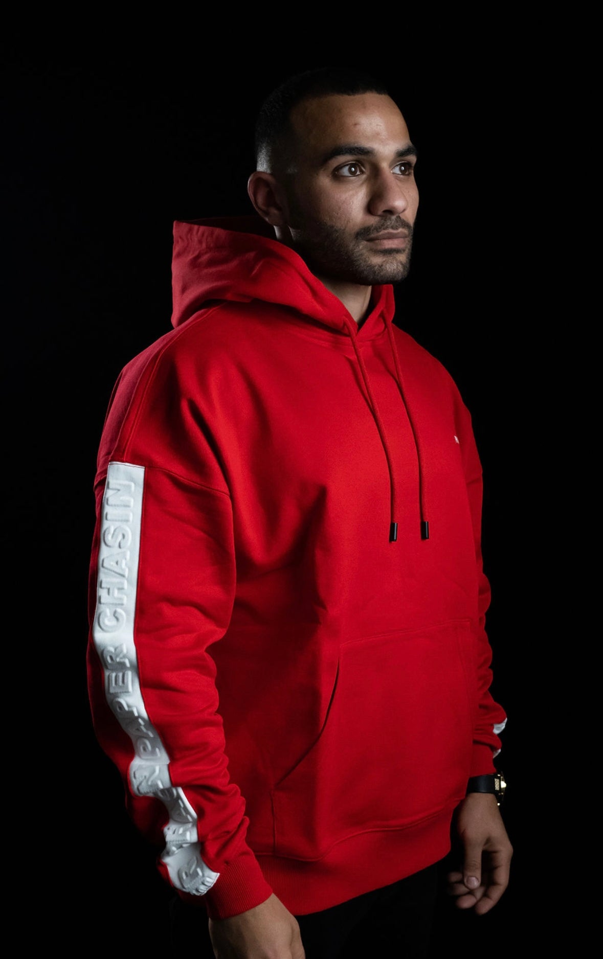 EMBOSSED PAPERCHASIN HOODY / RED