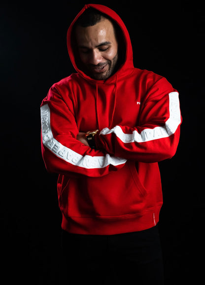 EMBOSSED PAPERCHASIN HOODY / RED