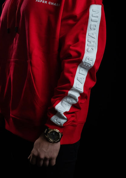 EMBOSSED PAPERCHASIN HOODY / RED